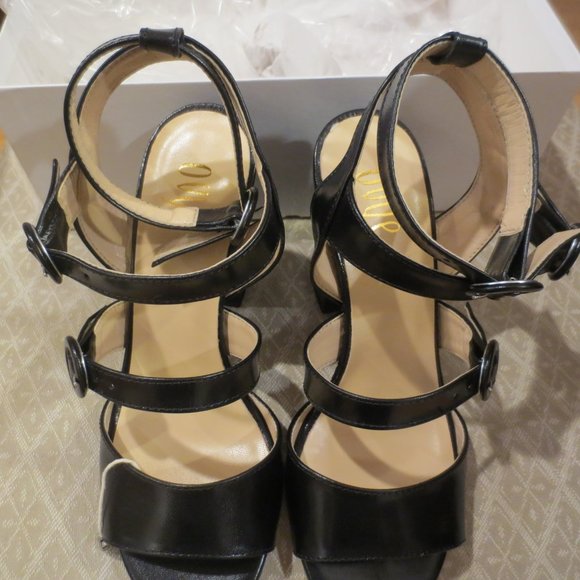 LAST CHANCE NIB OVYE CRISTINA LUCCHI ITALY Black Block Heeled Strappy Sandals - Picture 11 of 12